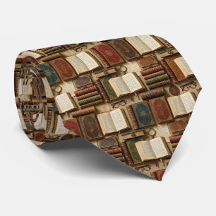 Librarian Faux Silk Antique Books Gentleman's Tie