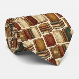 Librarian Faux Silk Antique Books Gentleman's Tie