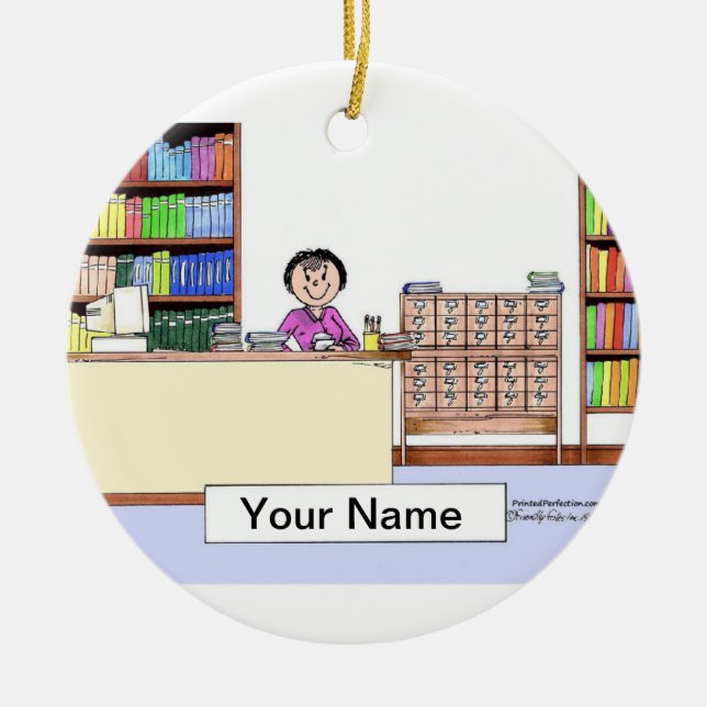Librarian - Female Ceramic Tree Decoration (Front)