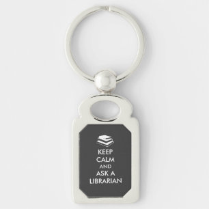 Librarian Gifts Keep Calm Ask a Librarian Custom Key Ring