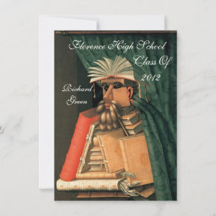 LIBRARIAN GRADUATION PARCHMENT WAX SEAL MONOGRAM INVITATION