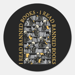 Librarian Halloween I Read Nned Books Skeleton Lib Classic Round Sticker