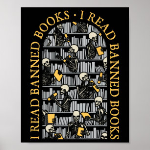 Librarian Halloween I Read Nned Books Skeleton Lib Poster