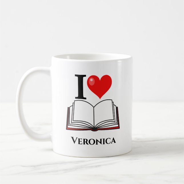Librarian I Love Heart Books Book Nerd Coffee Mug (Left)