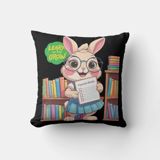 🐰📚 Librarian-in-Training Star – Rabbit Edition Cushion (Front)