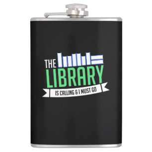 Librarian Library Books Gift Hip Flask