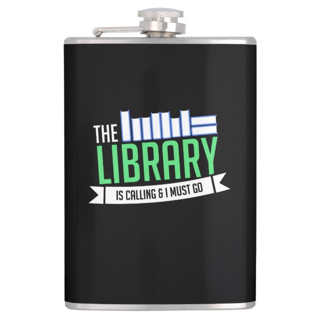 Librarian Library Books Gift Hip Flask (Front)