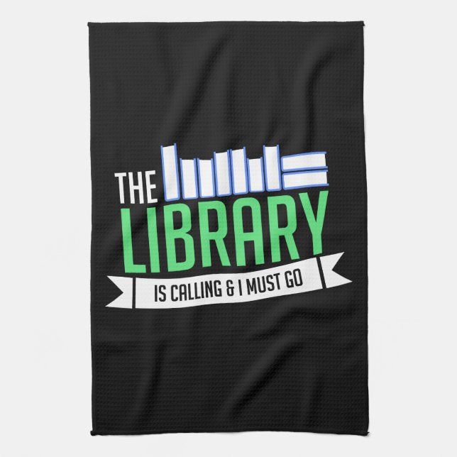 Librarian Library Books Gift Tea Towel (Vertical)