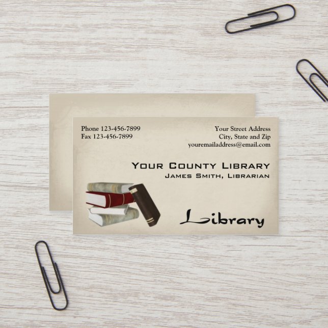Librarian Library Business Card (Front/Back In Situ)