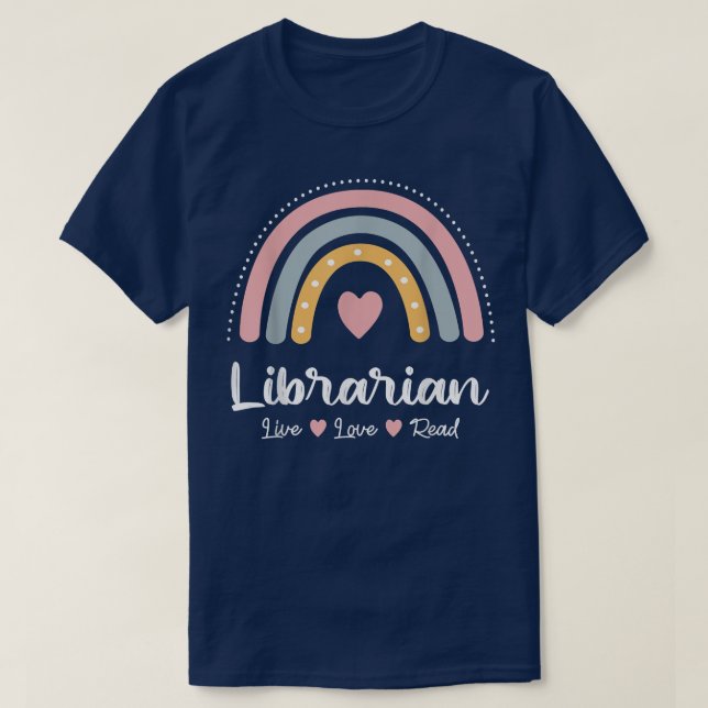 Librarian Library Squad Book Lover Rainbow Cute Li T-Shirt (Design Front)