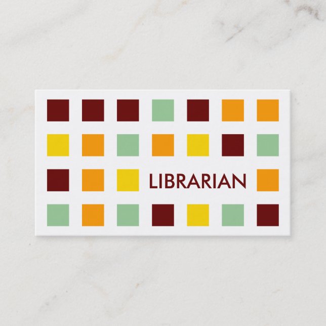 LIBRARIAN (mod squares) Business Card (Front)