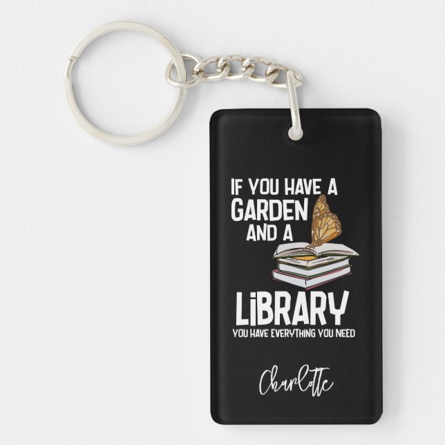 Librarian Nerd and Gardeners Personalised Key Ring (Front)