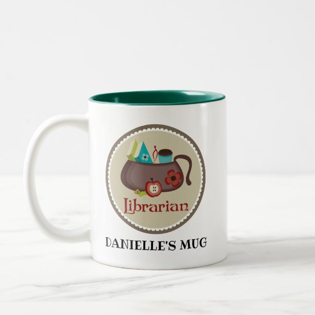 Librarian Personalised Gift Two-Tone Coffee Mug (Left)