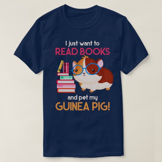 Librarian Pet Lover Gift Reading Guinea Pig T-Shirt (Design Front)