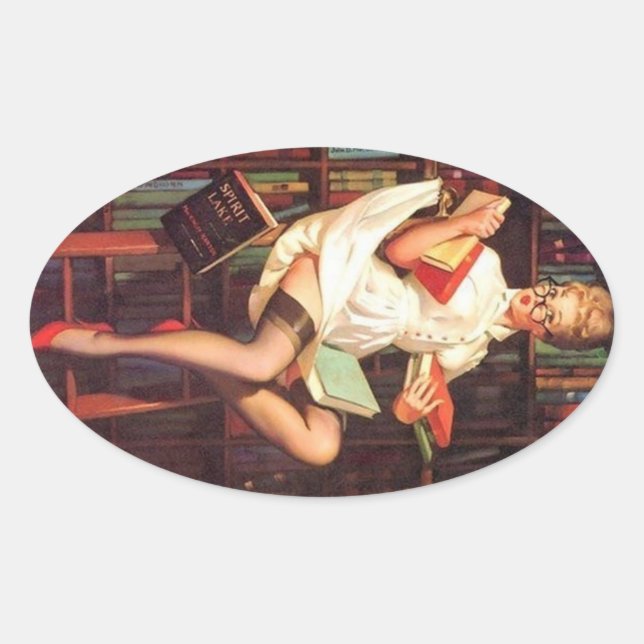 Librarian Pin Up Oval Sticker (Front)