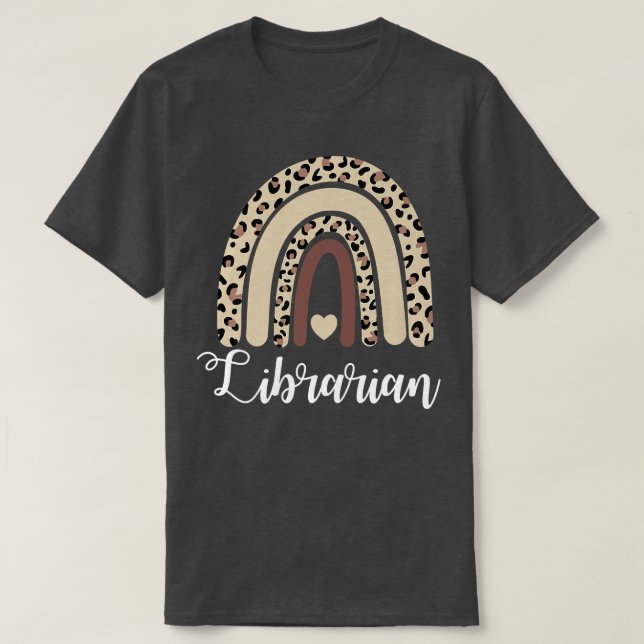 Librarian Rainbow Boho Leopard Library Book Lover  T-Shirt (Design Front)