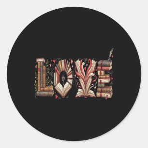Librarian Reader Books Valentine Teacher Valentine Classic Round Sticker