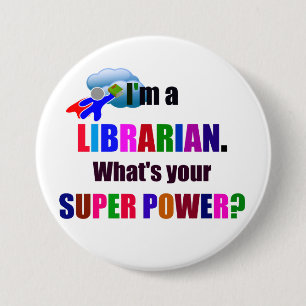 Librarian Superhero - Bold Colourful Text Design 7.5 Cm Round Badge