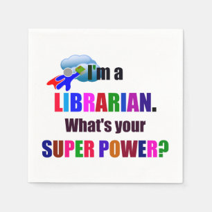 Librarian Superhero - Bold Colourful Text Design Napkin