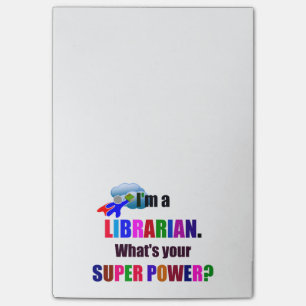 Librarian Superhero - Bold Colourful Text Design Post-it Notes