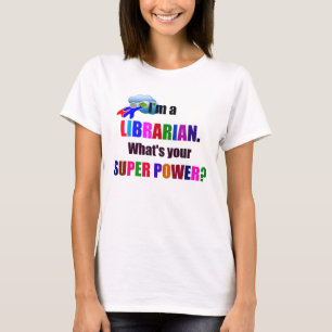 Librarian Superhero - Bold Colourful Text Design T-Shirt