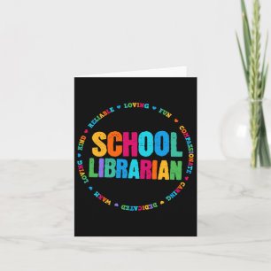 Librarian Tee Rainbow Colourful Library Elementary Card