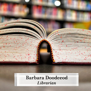 Librarian White Acrylic Nameplate