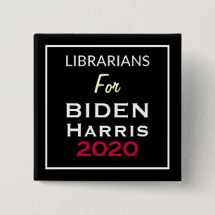 Librarians For BIDEN HARRIS Black Red White Square 15 Cm Square Badge