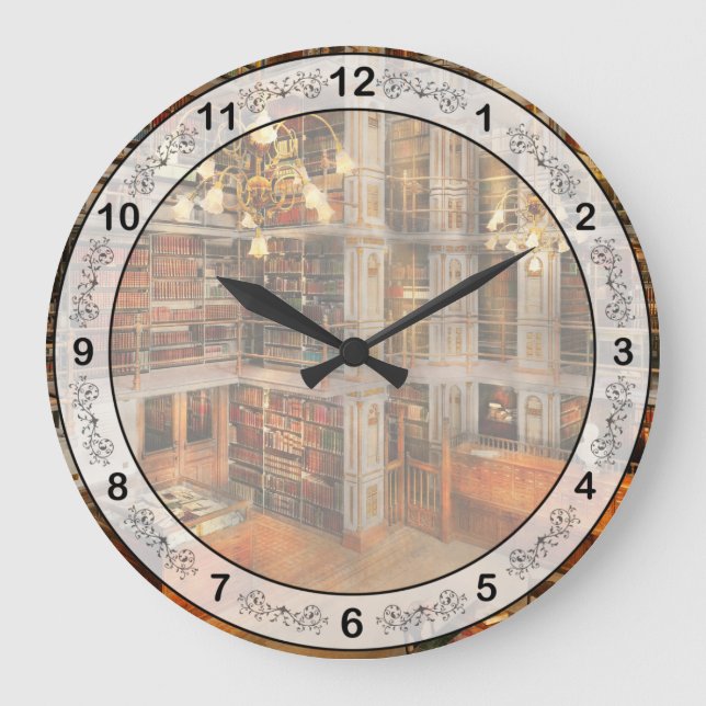Library - A literary classic 1905 Large Clock (Front)