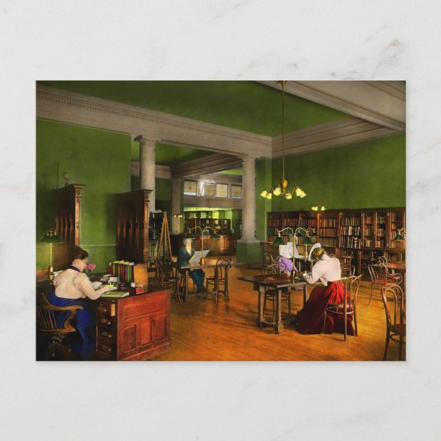 Library - Adult's reading 1900 Postcard (Front)