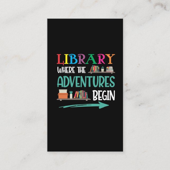 Library Adventure Librarian Book Reader Bookworm Business Card (Front)