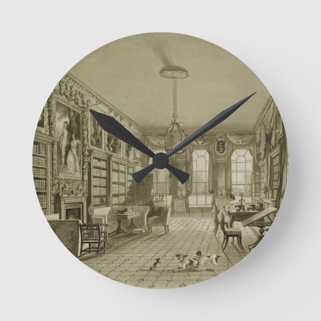 Library as Sitting Room, Cassiobury Park, c.1815, Round Clock (Front)