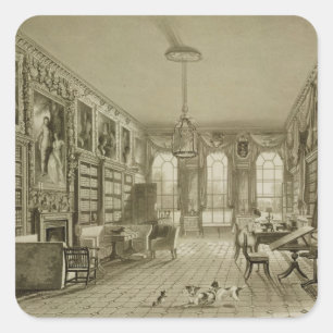 Library as Sitting Room, Cassiobury Park, c.1815, Square Sticker