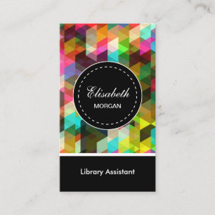 Library Assistant- Colourful Mosaic Pattern Business Card