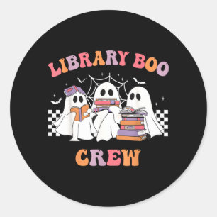 Library Boo Crew Book Lovers Funny Halloween Classic Round Sticker