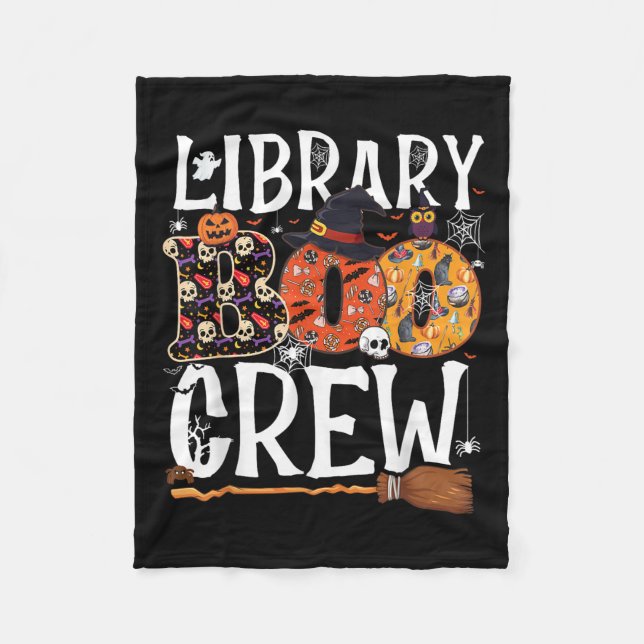 Library Boo Crew Ghost Spooky Halloween Costume Li Fleece Blanket (Front)
