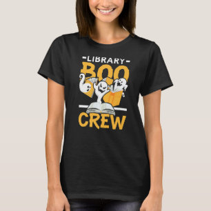 Library Boo Crew School Librarian Book Ghost Hallo T-Shirt
