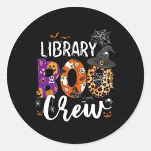 Library Boo Crew School Librarian Halloween Librar Classic Round Sticker