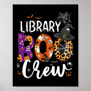 Library Boo Crew School Librarian Halloween Librar Poster