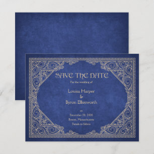 Library Book Blue Geek Literary Wedding Save The Date