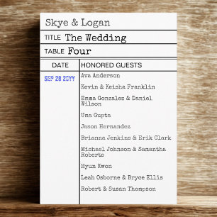 Library Book Checkout Card Wedding Seating Card