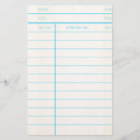 Library Book Date Due Card