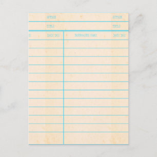 Library Book Date Due Card