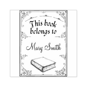 Library Book Personalised Wooden Rubber Stamp