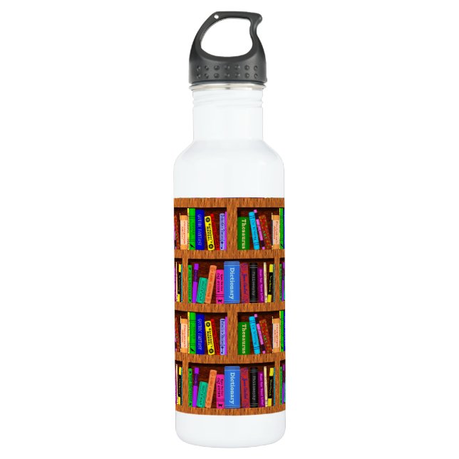 Library Book Shelf Pattern for Readers 710 Ml Water Bottle (Front)