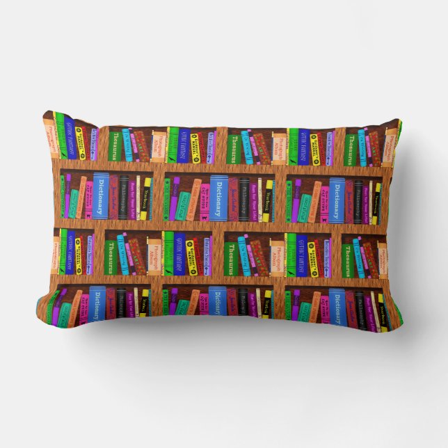 Library Book Shelf Pattern for Readers Lumbar Cushion (Front)