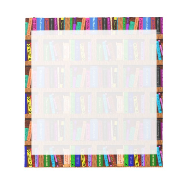 Library Book Shelf Pattern for Readers Notepad (Front)