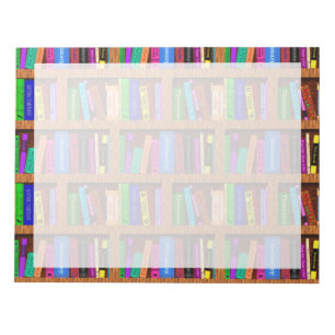 Library Book Shelf Pattern for Readers Notepad