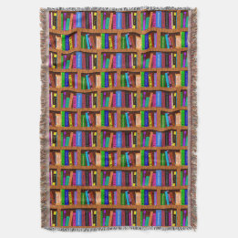 Library Book Shelf Pattern for Readers Throw Blanket