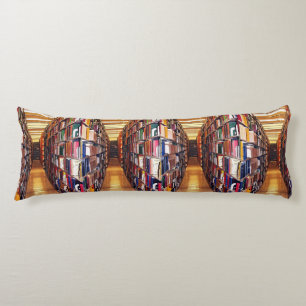 Library Book Shelves Abstract Body Pillow